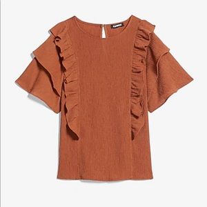 Express Textured Double Ruffle Top